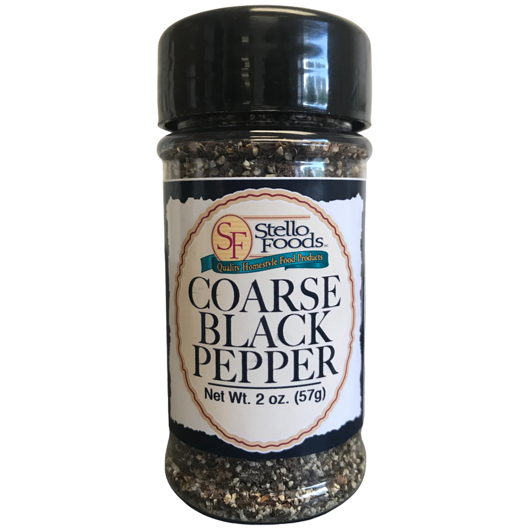 Stello Foods Spices - Pepper - Black - Coarse 2.0 oz