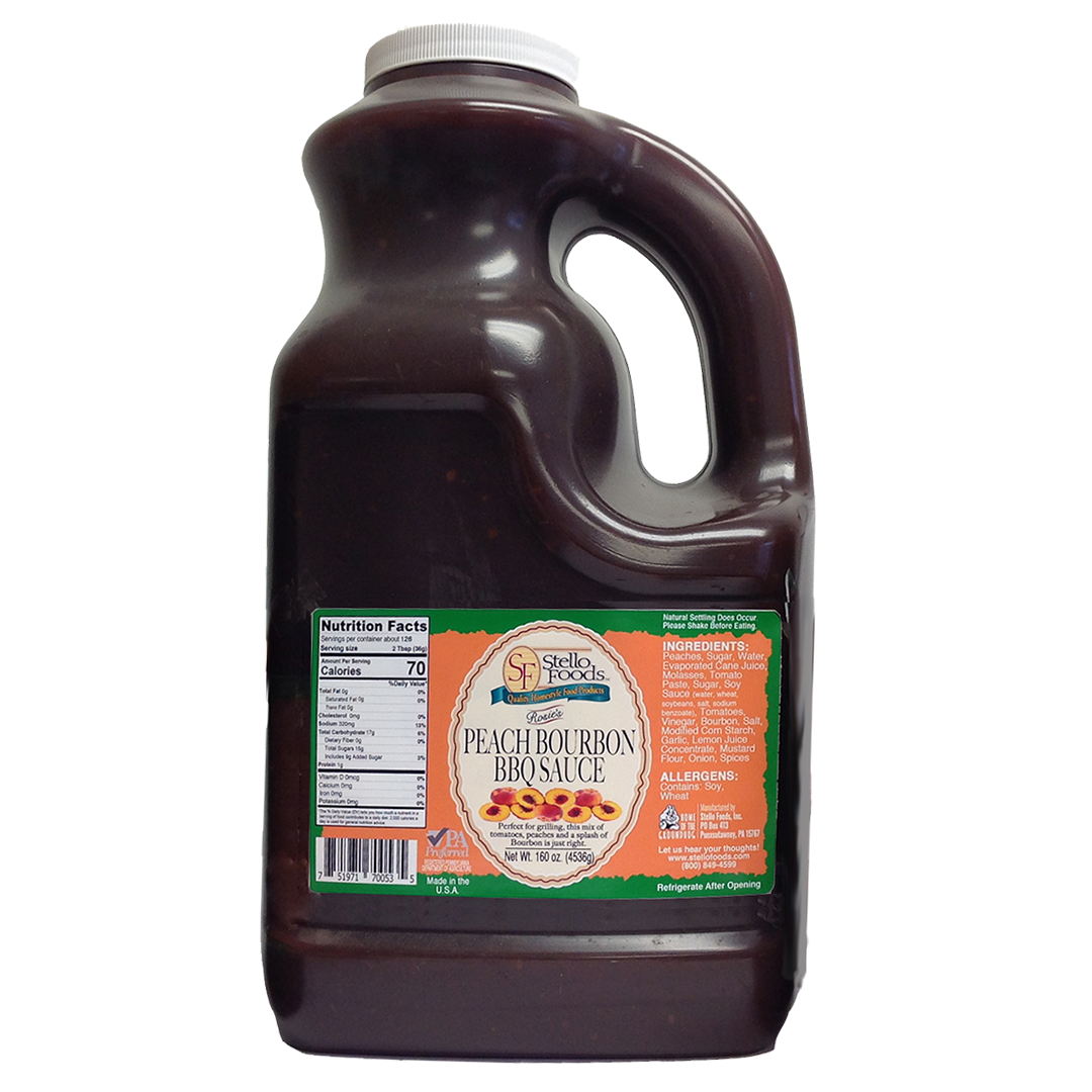 Stello Foods Rosie's Peach Bourbon BBQ Sauce 160 oz