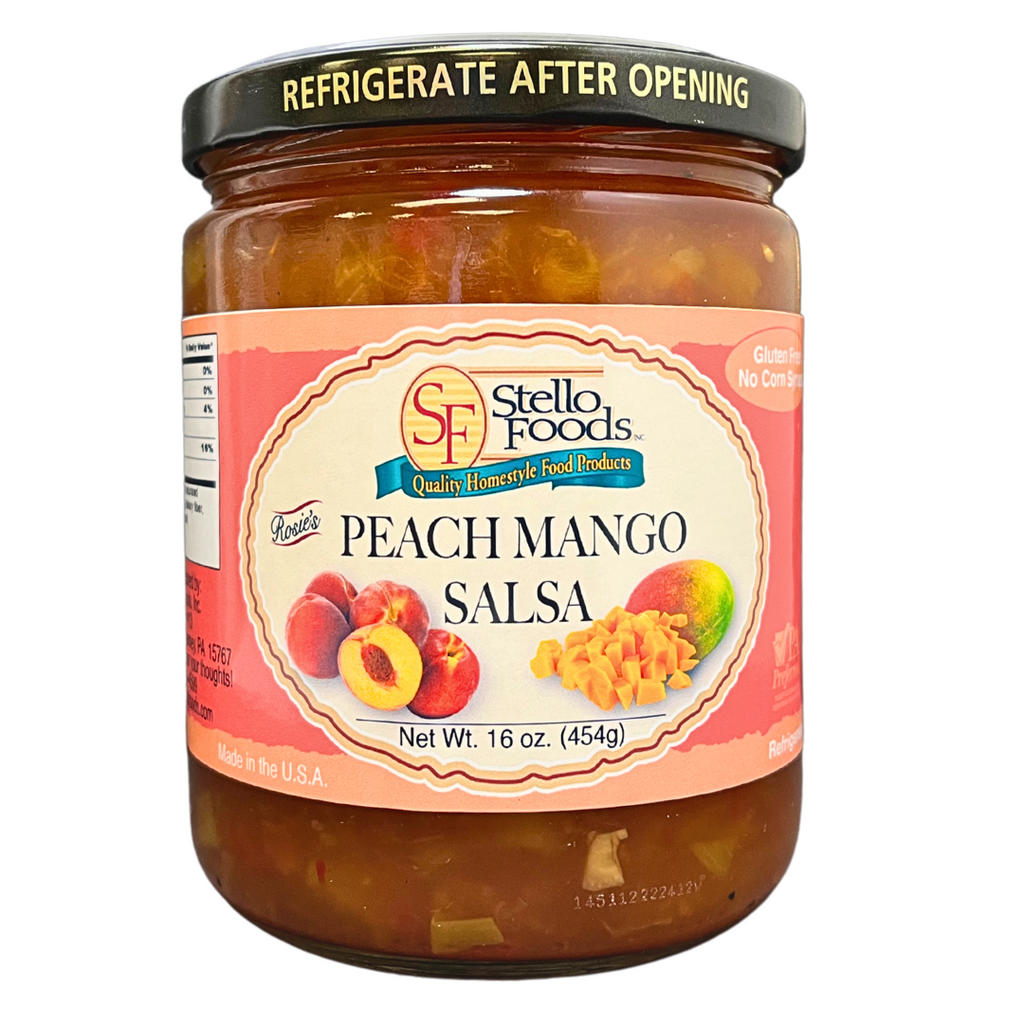 Peach Mango Salsa | Stello Foods | 16 oz | No Corn Syrup
