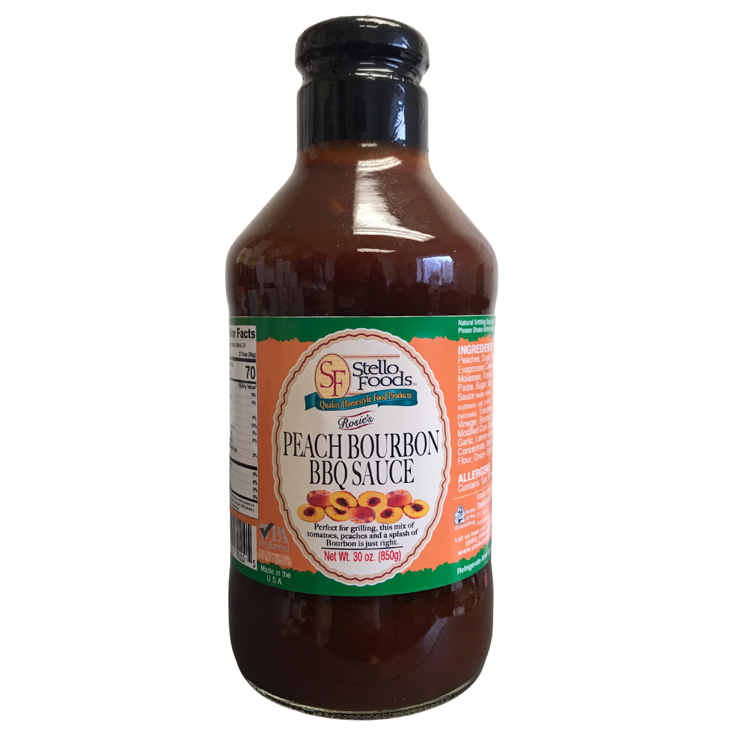 Stello Foods   Rosie's Peach Bourbon BBQ Sauce 30 oz