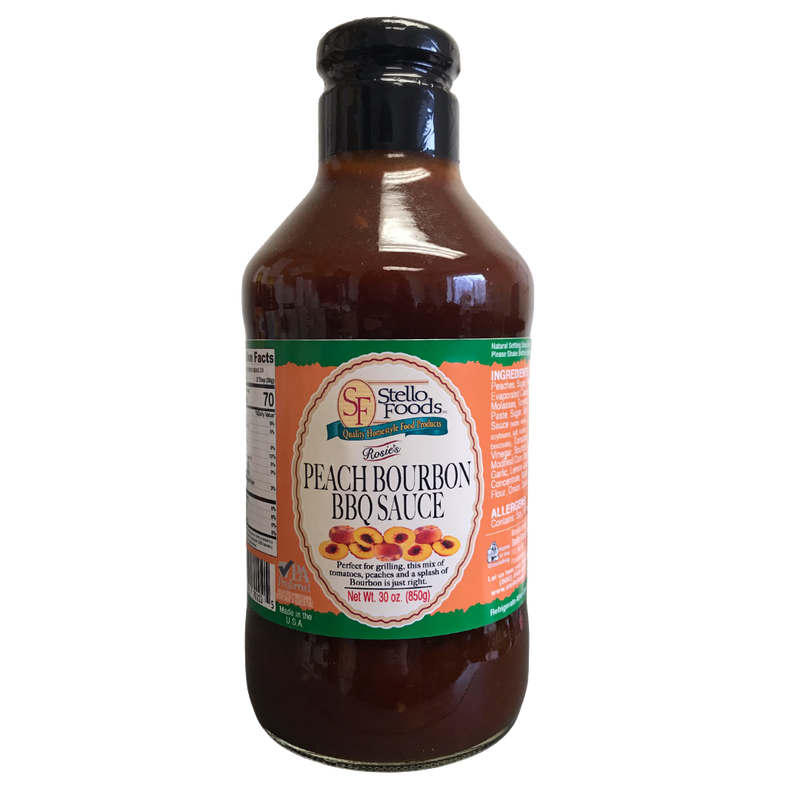 Stello Foods   Rosie's Peach Bourbon BBQ Sauce 30 oz