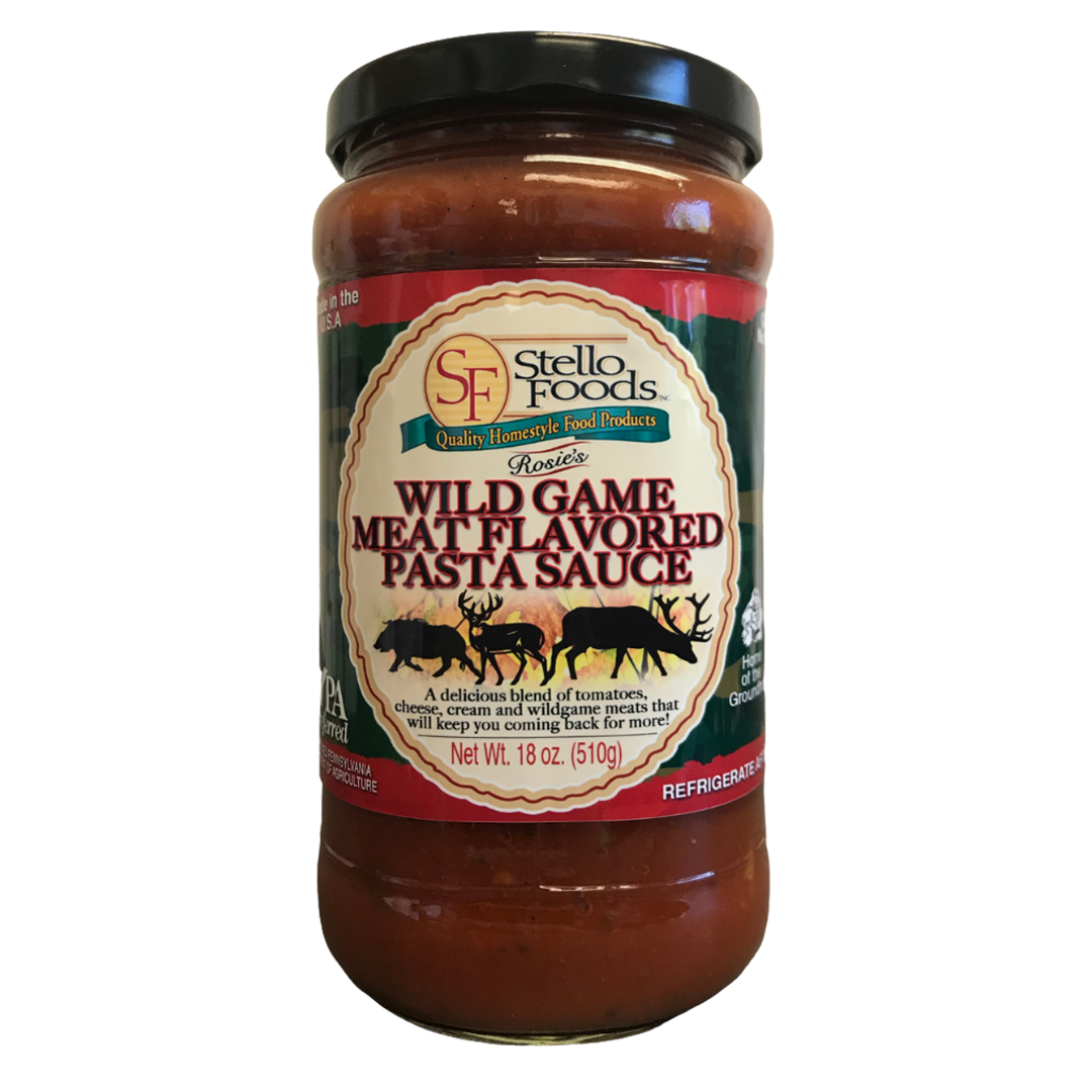 Stello Foods   Rosie's Wild Game Meat Flavored Sauce 18 oz