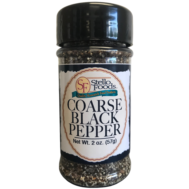 Stello Foods Spices - Pepper - Black - Coarse 2.0 oz