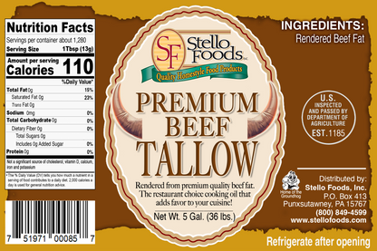 Premium Beef Tallow 5 Gallon Pail (36 lbs.)